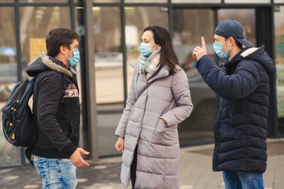 Group wearing masks